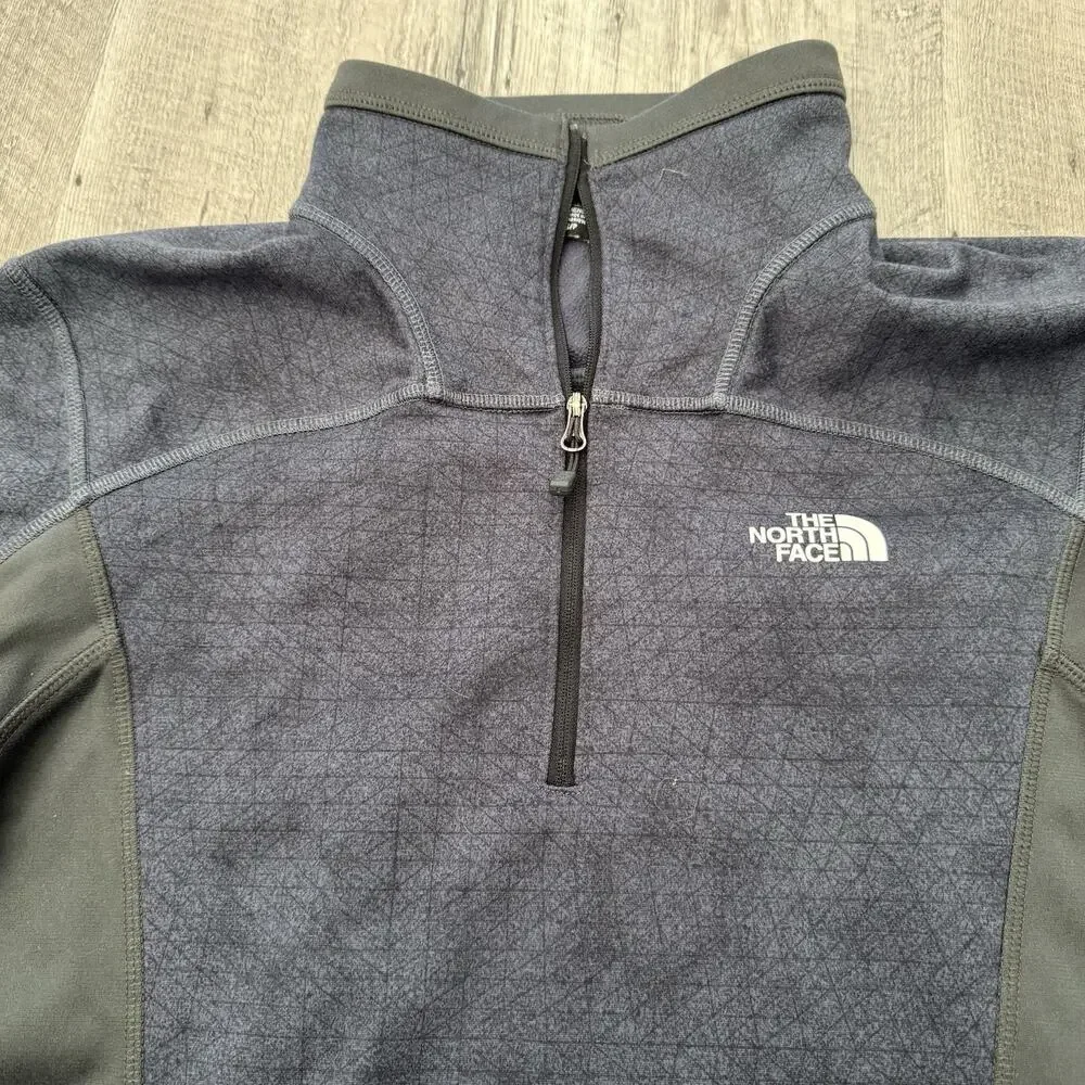 The North Face Activewear 1/4 Zip Pullover Mens Small Blue Cinder Print NF0A37JV